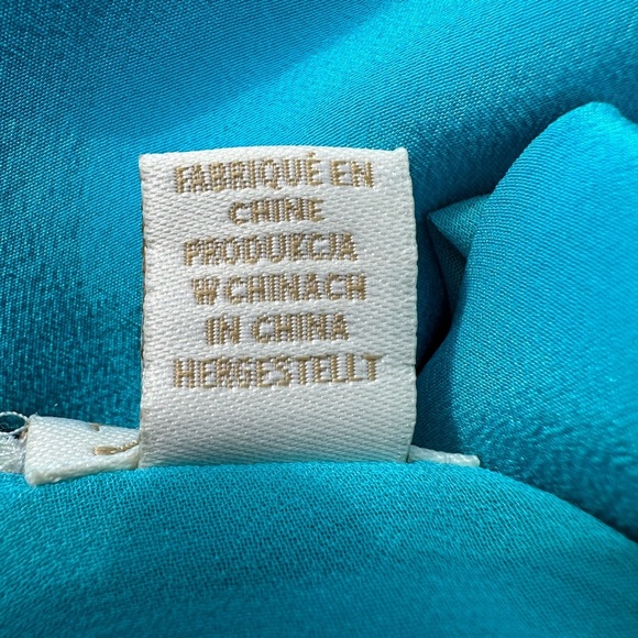 Cynthia Rowley 100% Silk Teal Dress Cap Sleeve Sheath Exposed Back Zipper Size 6 - Picture 11 of 12